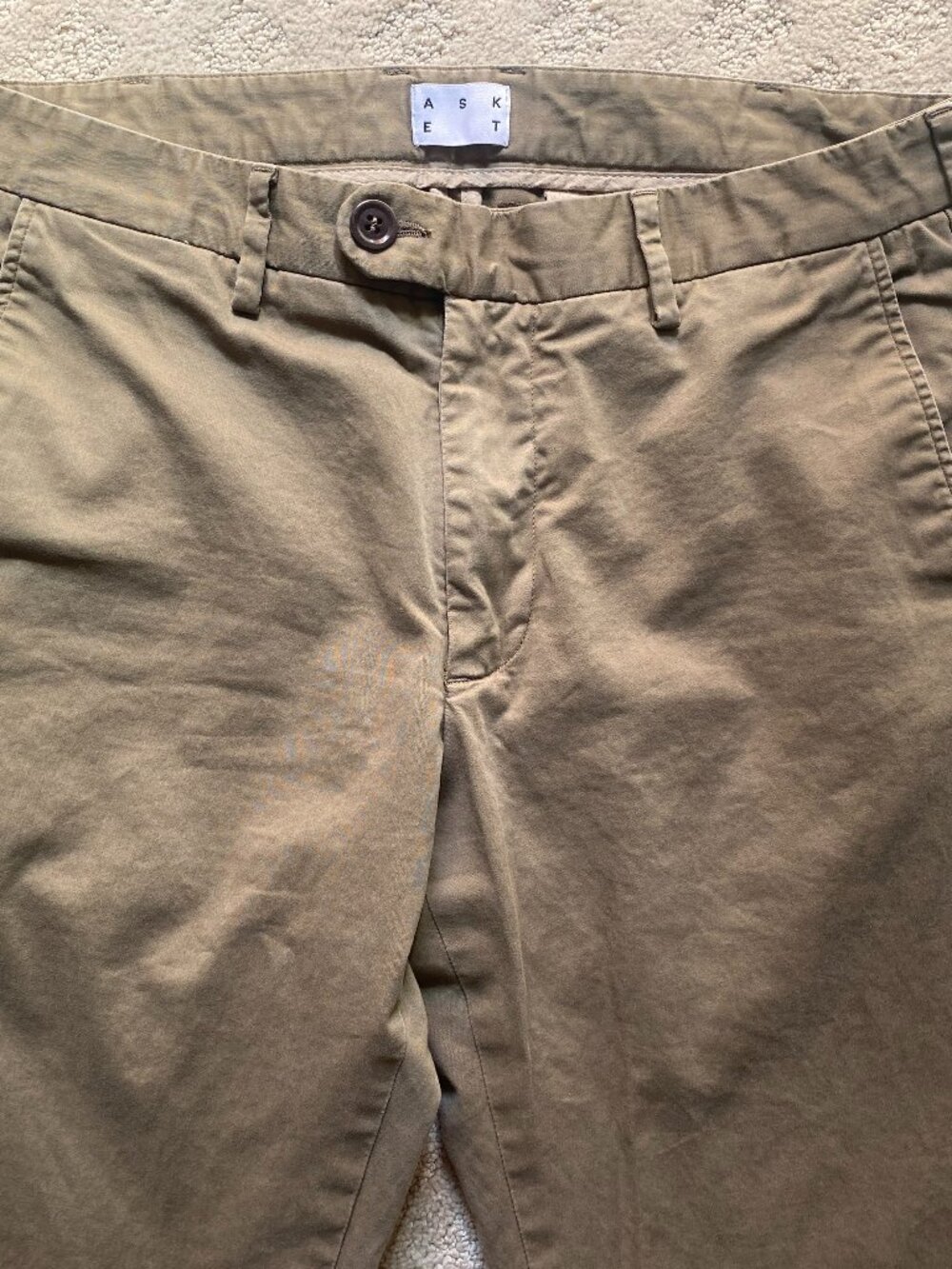 ASKET The Chino Slim Fit Beige Khaki Pants Mens 32 34 Cotton Blend Portugal
